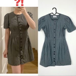Grey Urban Outfitter Plaid Puff Sleeve Mini Dress